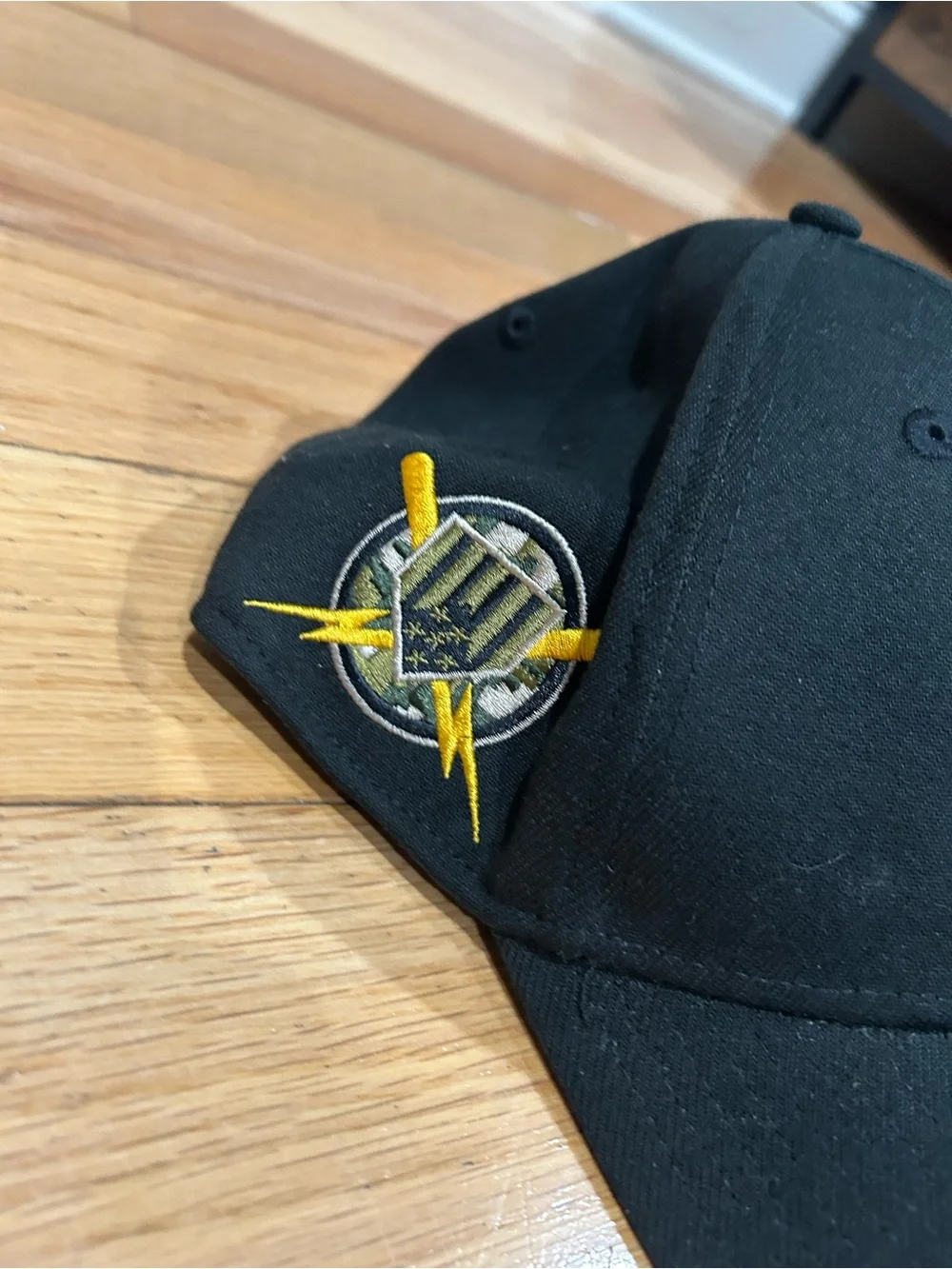 Black NY Military Baseball Cap with Yellow Star Accents